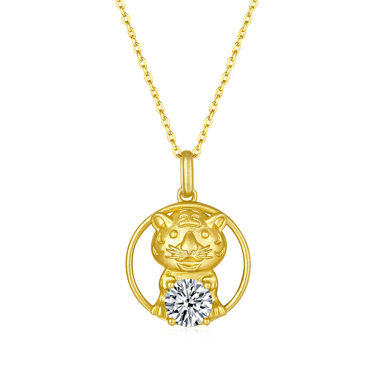 Zodiac Tiger Moissanite Necklace 1.0 Carat
